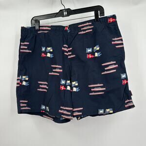 Jantzen Mens Swim Trunks Size L Boat Flags Navy Drawstring Mesh Net Lining FLAW‎